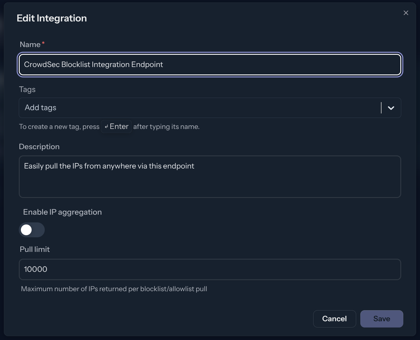 Remediation Component Integration Creation Screen